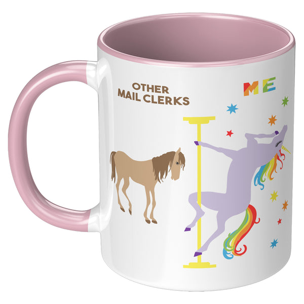 Mail Clerk Mug Pole Dancing Unicorn Coffee Cup Mailman Gifts for Mail Carriers Birthday Present Postal Carrier Woman Christmas Gift 11oz