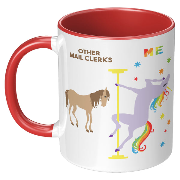 Mail Clerk Mug Pole Dancing Unicorn Coffee Cup Mailman Gifts for Mail Carriers Birthday Present Postal Carrier Woman Christmas Gift 11oz