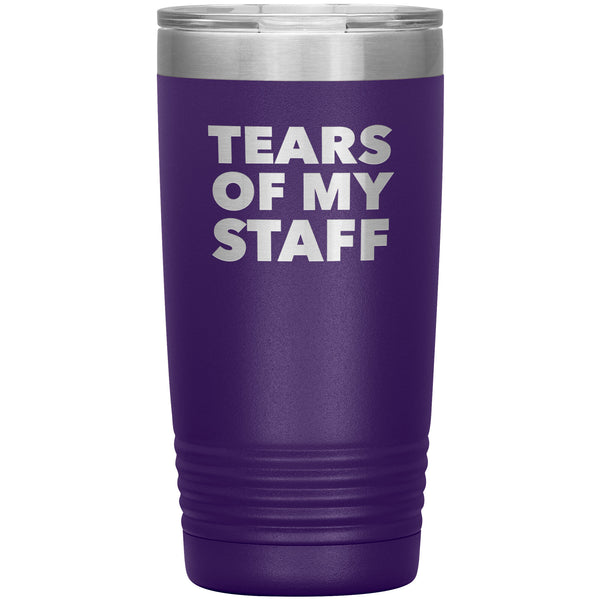 Tears of My Staff Tumbler Funny Boss Gifts for Boss Appreciation Director Mug Present Insulated Hot Cold Travel Coffee Cup 20oz BPA Free