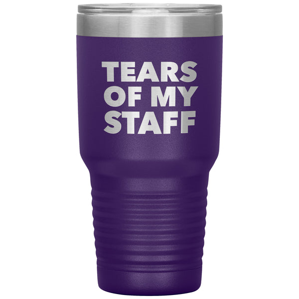 Tears of My Staff Tumbler Funny Boss Mug Gifts for Boss Appreciation Day Director Present Insulated Hot Cold Travel Coffee Cup 30oz BPA Free