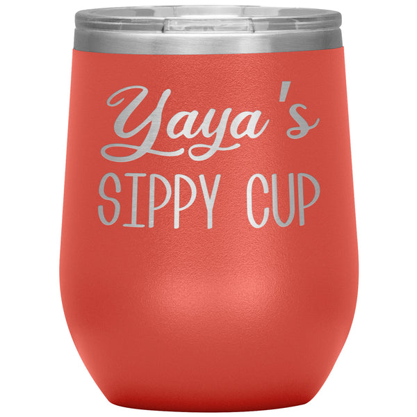 Yaya's Sippy Cup Ya Ya Wine Tumbler Gifts for Yayas Funny Stemless Stainless Steel Insulated Tumblers Hot Cold BPA Free 12oz Travel Cup