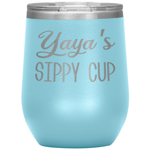 Yaya's Sippy Cup Ya Ya Wine Tumbler Gifts for Yayas Funny Stemless Stainless Steel Insulated Tumblers Hot Cold BPA Free 12oz Travel Cup