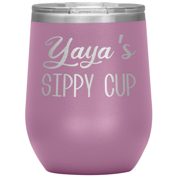 Yaya's Sippy Cup Ya Ya Wine Tumbler Gifts for Yayas Funny Stemless Stainless Steel Insulated Tumblers Hot Cold BPA Free 12oz Travel Cup