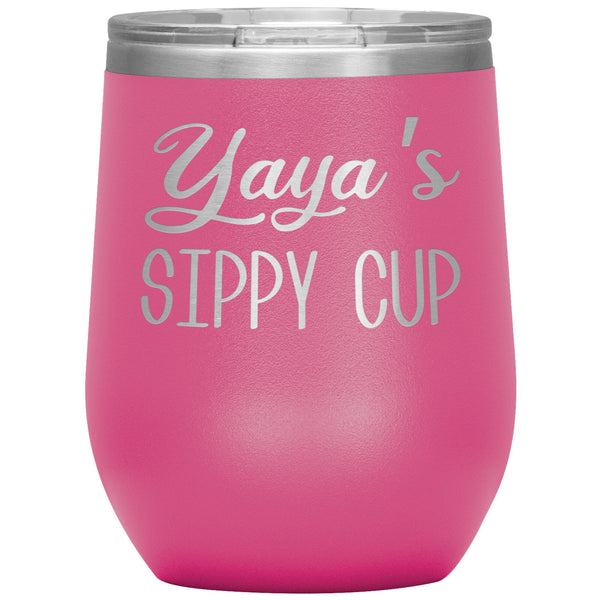 Yaya's Sippy Cup Ya Ya Wine Tumbler Gifts for Yayas Funny Stemless Stainless Steel Insulated Tumblers Hot Cold BPA Free 12oz Travel Cup
