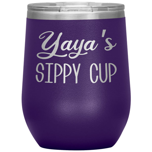 Yaya's Sippy Cup Ya Ya Wine Tumbler Gifts for Yayas Funny Stemless Stainless Steel Insulated Tumblers Hot Cold BPA Free 12oz Travel Cup