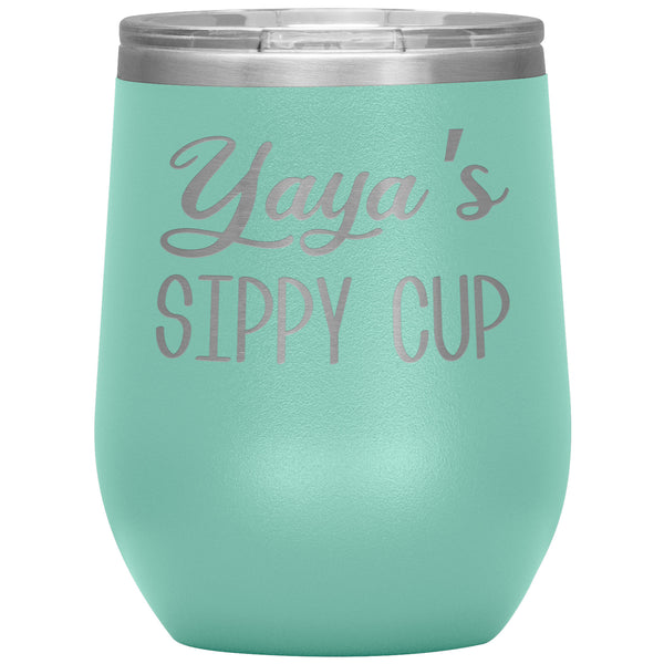 Yaya's Sippy Cup Ya Ya Wine Tumbler Gifts for Yayas Funny Stemless Stainless Steel Insulated Tumblers Hot Cold BPA Free 12oz Travel Cup