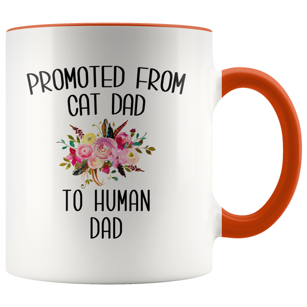 Promoted From Cat Dad To Human Dad Mug New Baby Shower Pregnancy Gift Coffee Cup Father's Day Gift