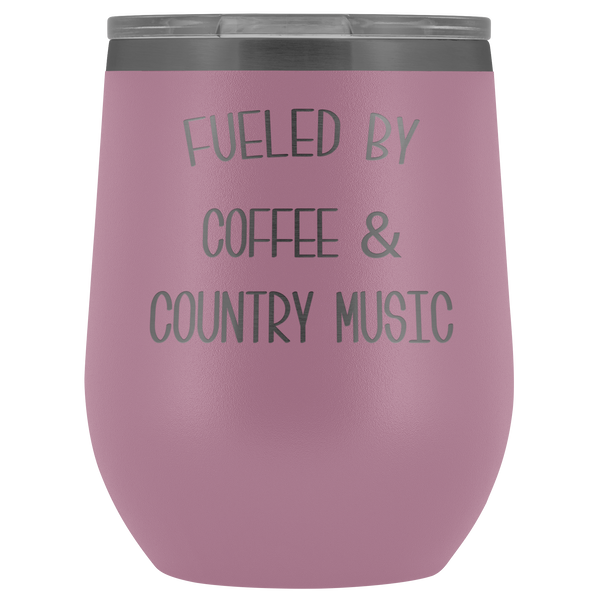 Fueled By Coffee & Country Music Wine Tumbler Insulated Travel Cup Country Western Music Fan Gift Nashville I Love Country BPA Free