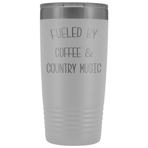 Fueled By Coffee & Country Music Tumbler Insulated Travel Coffee Cup Cute Country Western Fan Gift for Men Women Nashville Mug BPA Free 20oz