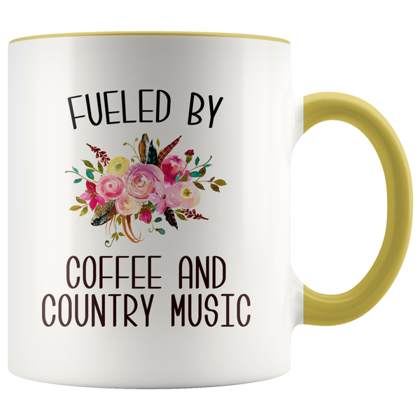 Fueled By Coffee and Country Music Mug Country Coffee Cup Cute Floral Country Western Music Fan Gift for Her Nashville Mug I Love Country