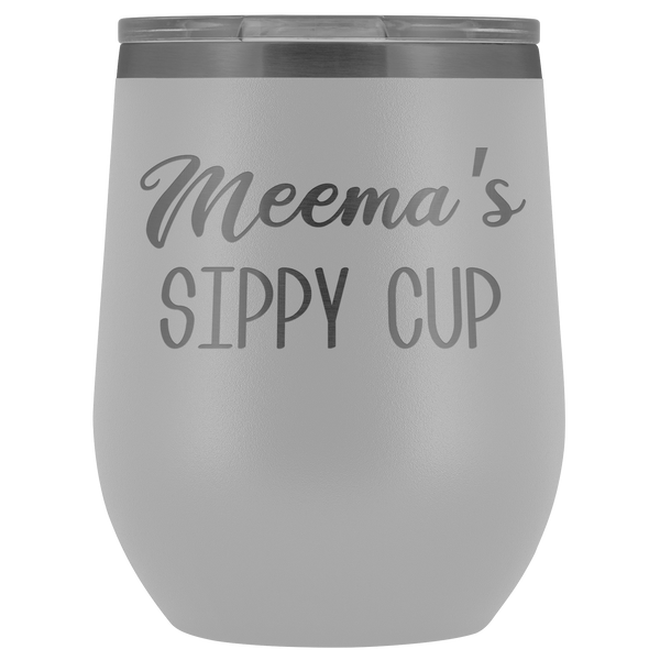 Meema's Sippy Cup Meema Wine Tumbler Gifts for Meemas Funny Stemless Stainless Steel Insulated Tumblers Hot Cold BPA Free 12oz Travel Cup