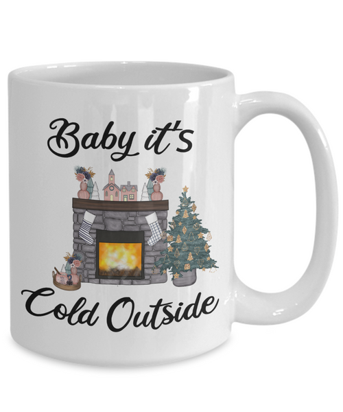 Baby it's Cold Outside Mug Christmas Gift Cute Winter Cozy Mugs with Sayings Gift for Grandma for Girlfriend Coffee Cup Stocking Stuffer