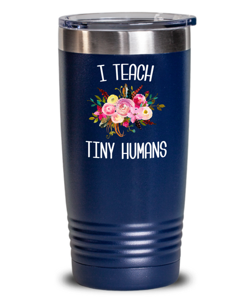Teaching Tiny Humans Mug Funny Preschool Teacher Tumbler Pre K Gift Floral Insulated Hot Cold Travel Coffee Cup BPA Free