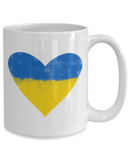 Ukraine Heart Mug Support Ukraine I Stand with Ukraine Stop War Free Ukraine No War Coffee Cup