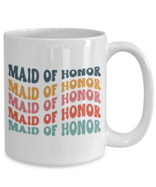 Maid of Honor Mug, MOH Mug, Bridesmaid Mug, Groovy Bachelorette, Groovy Bridesmaid, Retro Bridesmaid Mug, Bridal Party Mugs, Wedding Day, Bridal Party Gifts