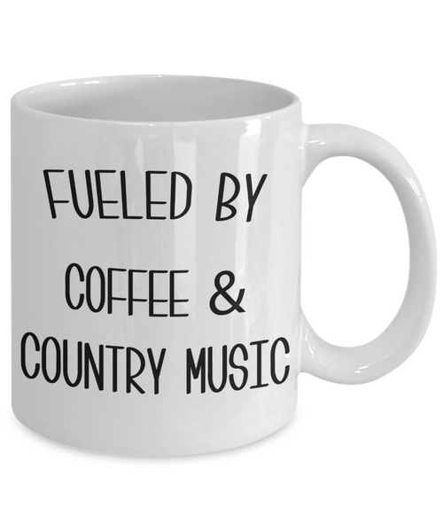 Fueled By Coffee and Country Music Mug Country Coffee Cup Country Western Music Fan Gift for Him Nashville Mug I Love Country