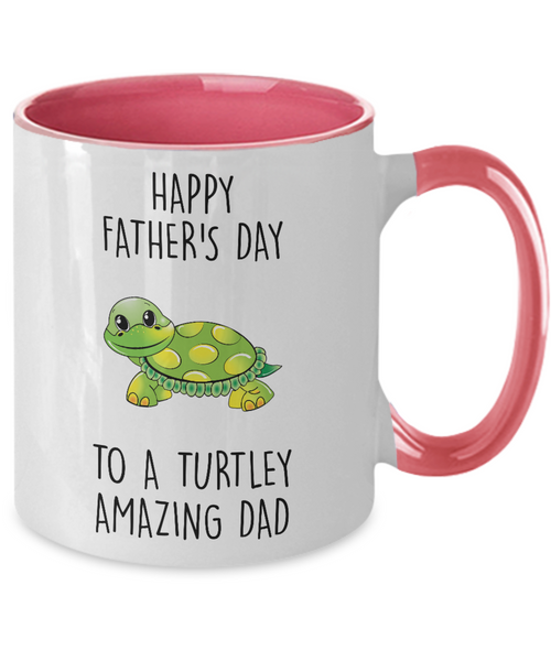 Happy Father's Day To A Turtley Amazing Dad Two-Tone Mug Coffee Cup Funny Gift