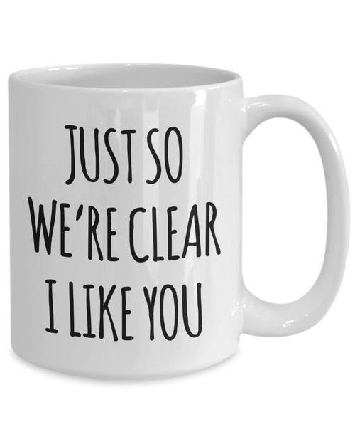 I Like You Mug for a Crush Just So We're Clear Valentine Coffee Cup