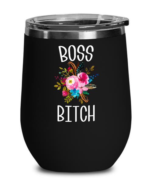 Boss Bitch Wine Tumbler Coffee Mug Like A Boss Lady Boss Babe Coworker Gifts Funny Insulated Travel Cup BPA Free