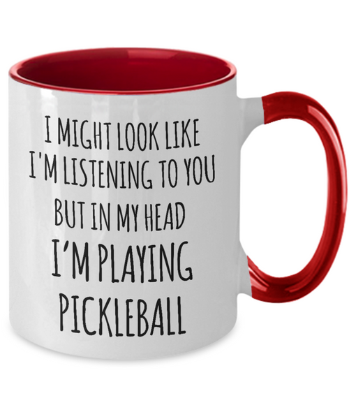Pickleball Gift, Pickleball, Pickleball Gifts, Pickleball Mug, In My Head I'm Playing Pickleball Two Toned Coffee Cup