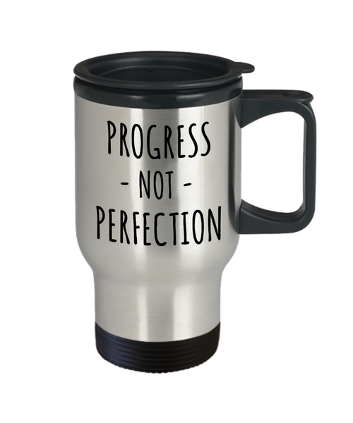 Progress Not Perfection Mug Eating Disorder Positivity Gift Anorexia Addiction Recovery Sobriety Gifts Stainless Steel Insulated Travel Coffee Cup