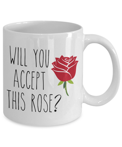 Valentine's Day Mug for Girlfriend Will You Accept This Rose Coffee Cup for Wife