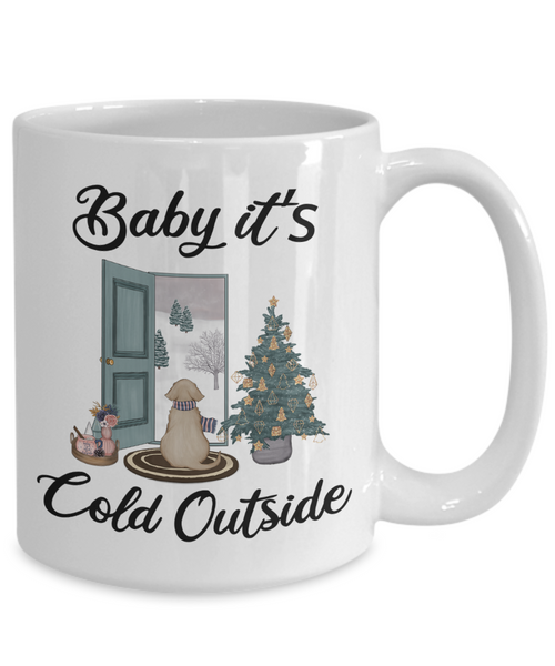 Baby it's Cold Outside Mug Christmas Gift Cute Winter Scene Mugs with Sayings Gift for Grandma Dog Lover Coffee Cup Stocking Stuffer