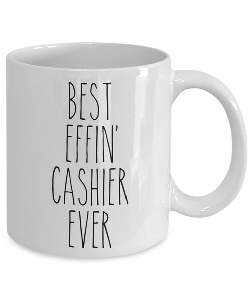 Gift For Cashier Best Effin' Cashier Ever Mug Coffee Cup Funny Coworker Gifts