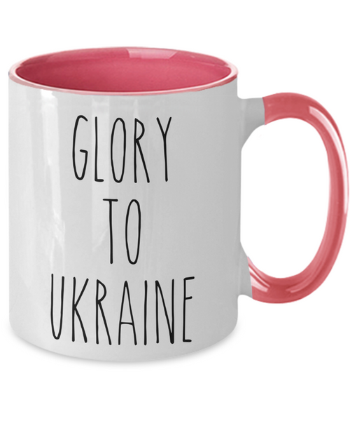 Glory to Ukraine Mug I Stand With Ukraine Two-Tone Coffee Cup Pray for Ukraine Gift