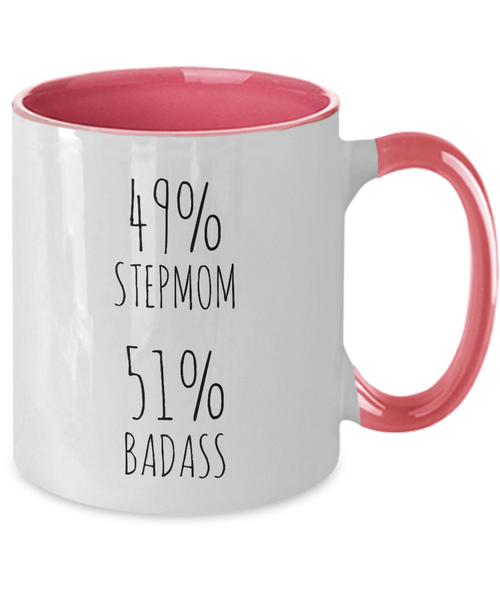 49% Stepmom 51% Badass Two-Tone Mug Coffee Cup Funny Gift