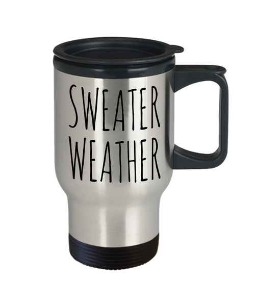 Fall Mug Cozy Autumn Sweater Weather Cute Winter Gift for Her Insulated Travel Coffee Cup