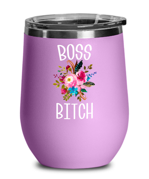 Boss Bitch Wine Tumbler Coffee Mug Like A Boss Lady Boss Babe Coworker Gifts Funny Insulated Travel Cup BPA Free