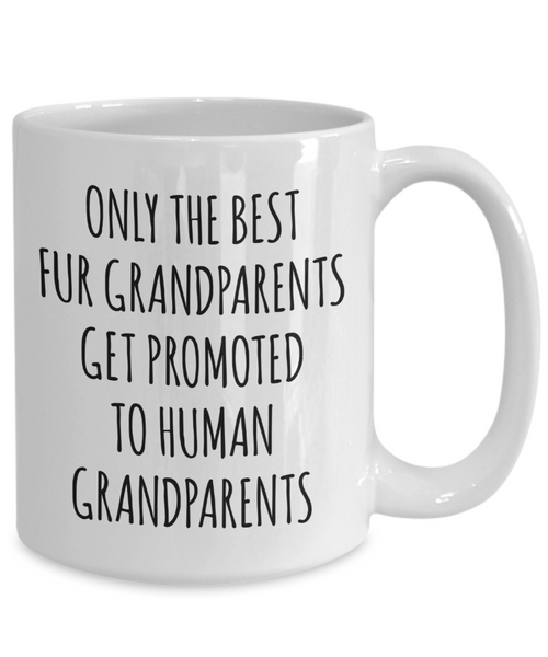 New Grandpa Mug First Time Grandma Baby Announcement Pregnancy Reveal Only the Best Fur Grandparents Get Promoted to Human Coffee Cup