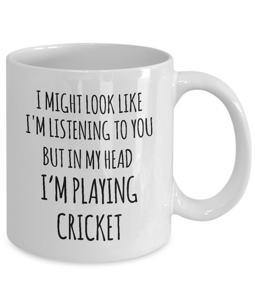 I Might Look Like I'M Listening To You But In My Head I'M Playing Cricket Mug Coffee Cup Funny Gift