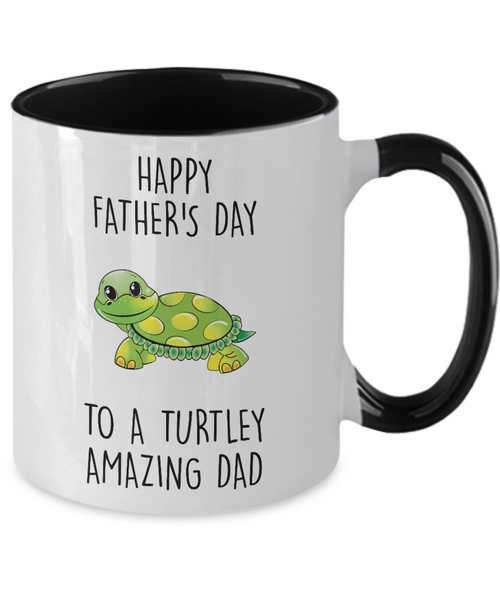 Happy Father's Day To A Turtley Amazing Dad Two-Tone Mug Coffee Cup Funny Gift