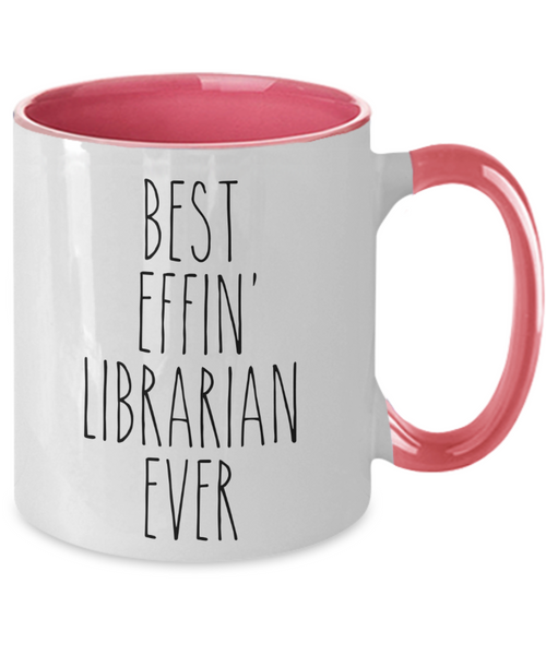 Gift For Librarian Best Effin' Librarian Ever Mug Two-Tone Coffee Cup Funny Coworker Gifts