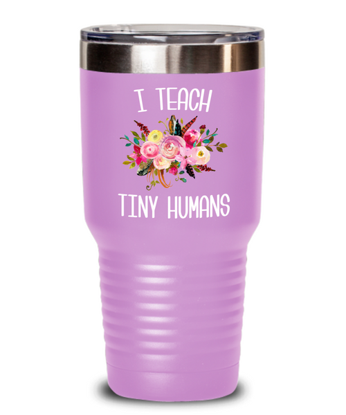 Teaching Tiny Humans Mug Funny Preschool Teacher Tumbler Pre K Gift Floral Insulated Hot Cold Travel Coffee Cup BPA Free