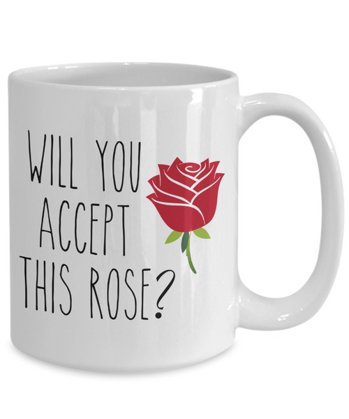 Valentine's Day Mug for Girlfriend Will You Accept This Rose Coffee Cup for Wife