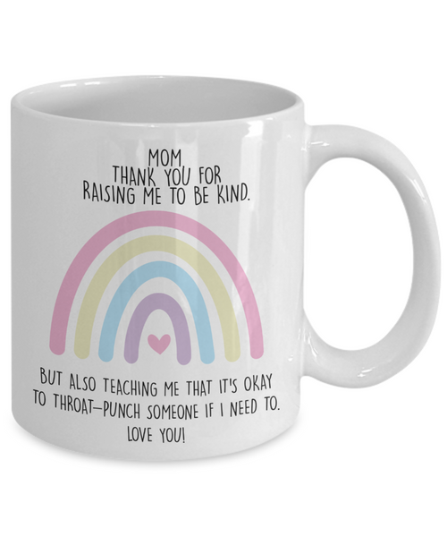 Funny Mother's Day Present Gift for Badass Mom Appreciation To My Mom Throat Punch Mug Coffee Cup for Military Mom