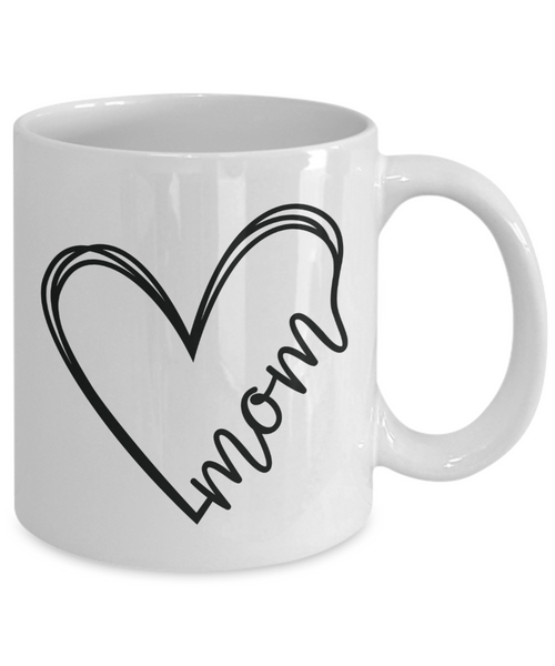 Mom Heart Mug Minimalist Coffee Cup Gift for Mother's Day Mugs