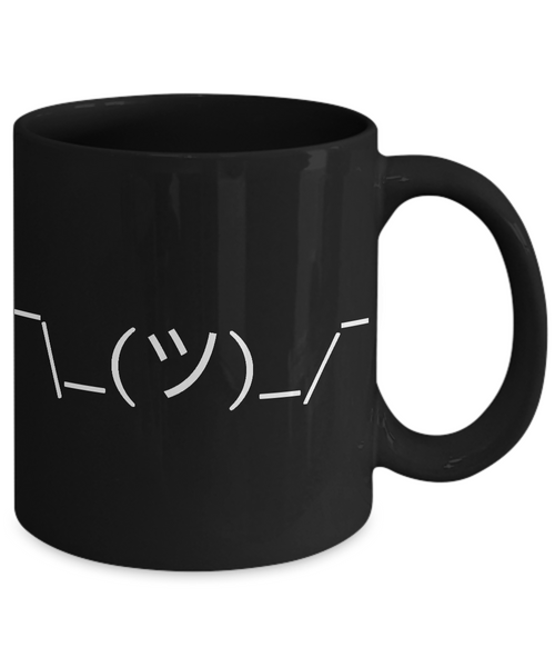 Shrugging Man Emoticon Mug Emoji Face Instagram Twitter Ceramic Coffee Cup in Black-Cute But Rude