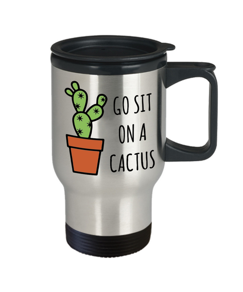 Snarky Mugs for Women Men Go Sit on a Cactus Mug Funny Stainless Steel Insulated Travel Cup Rude Coffee Mugs-Cute But Rude
