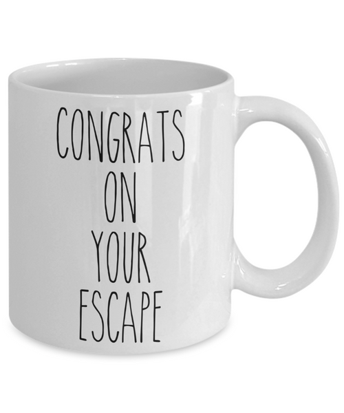 Funny Divorce Mug for Her Coworker Goodbye Gift Congrats on Your Escape Coffee Cup
