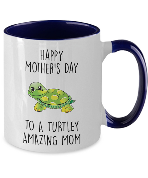 Happy Mother's Day to a Turtley Amazing Mom Two-Tone Mug Coffee Cup Funny Gift