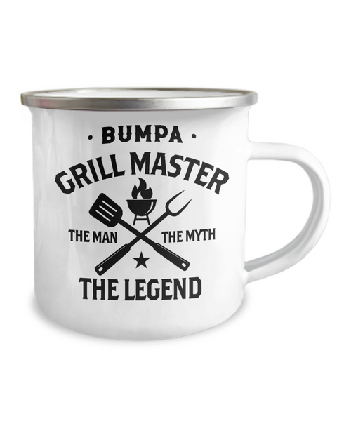 Bumpa Grillmaster The Man The Myth The Legend Metal Camping Mug Coffee Cup Funny Gift