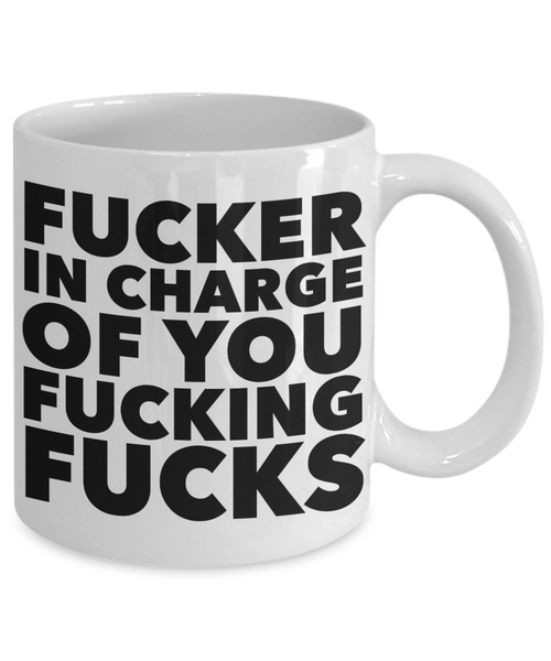 Fucker in Charge of You Fucking Fucks Mug Rude Ceramic Coffee Cup Gifts for Boss-Cute But Rude