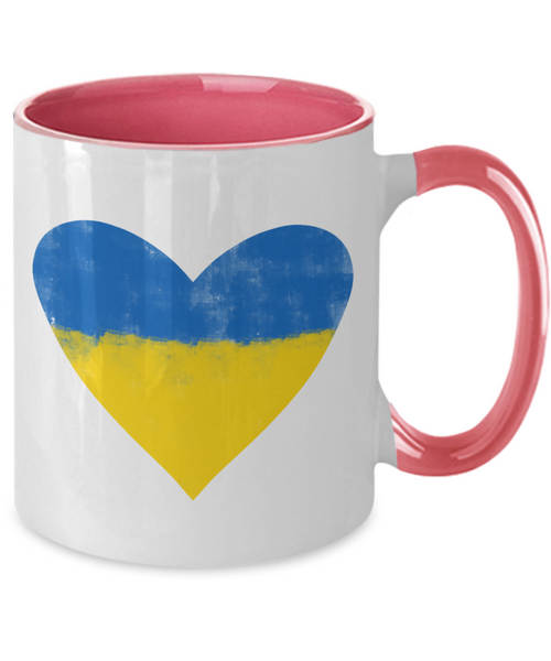 Ukraine Heart Mug Support Ukraine I Stand with Ukraine Stop War Free Ukraine No War Two-Tone Coffee Cup