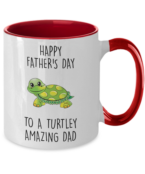 Happy Father's Day To A Turtley Amazing Dad Two-Tone Mug Coffee Cup Funny Gift