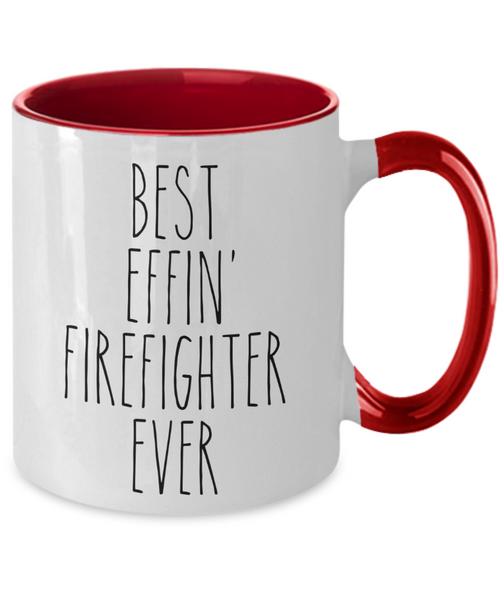 Gift For Firefighter Best Effin' Firefighter Ever Mug Two-Tone Coffee Cup Funny Coworker Gifts