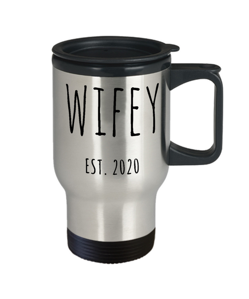 Wifey Est 2020 Travel Mug Wedding Gift Funny Wife Mugs Newlywed Gift for Fiance